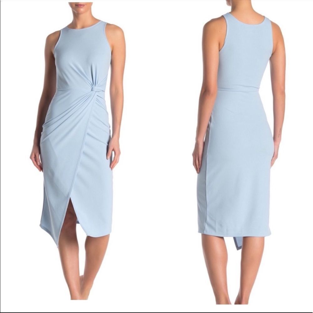 LoveAdy Iceblue Twist Front Scuba Crepe Dress Xs